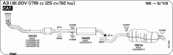 Sigam AU002 - Система випуску ОГ autozip.com.ua