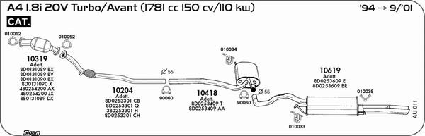 Sigam AU011 - Система випуску ОГ autozip.com.ua