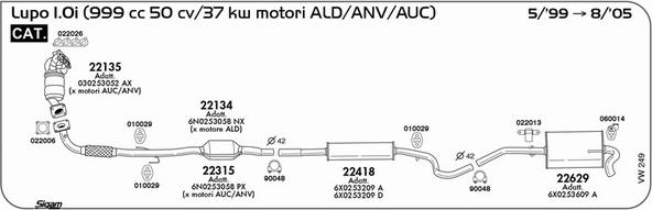 Sigam VW249 - Система випуску ОГ autozip.com.ua