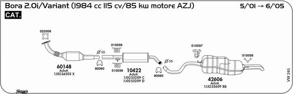 Sigam VW245 - Система випуску ОГ autozip.com.ua