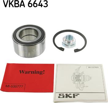 SKF VKBA 6643 - Комплект підшипника маточини колеса autozip.com.ua
