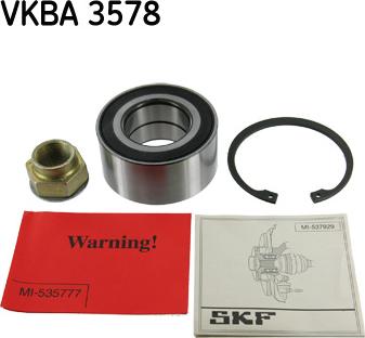 SKF VKBA 3578 - Комплект підшипника маточини колеса autozip.com.ua