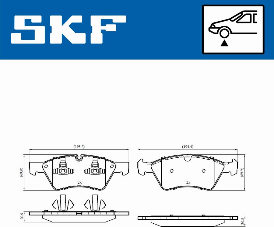SKF VKBP 80402 - Гальмівні колодки, дискові гальма autozip.com.ua