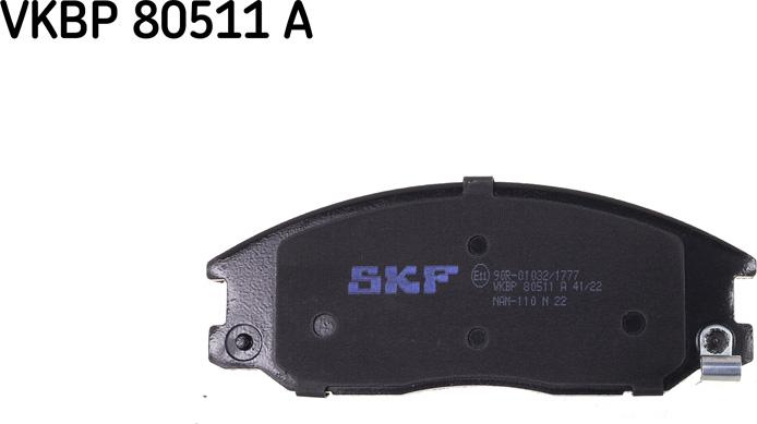 SKF VKBP 80511 A - Гальмівні колодки, дискові гальма autozip.com.ua