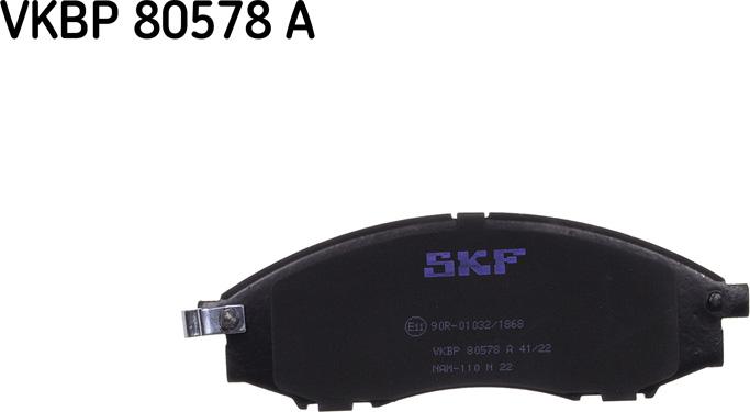 SKF VKBP 80578 A - Гальмівні колодки, дискові гальма autozip.com.ua