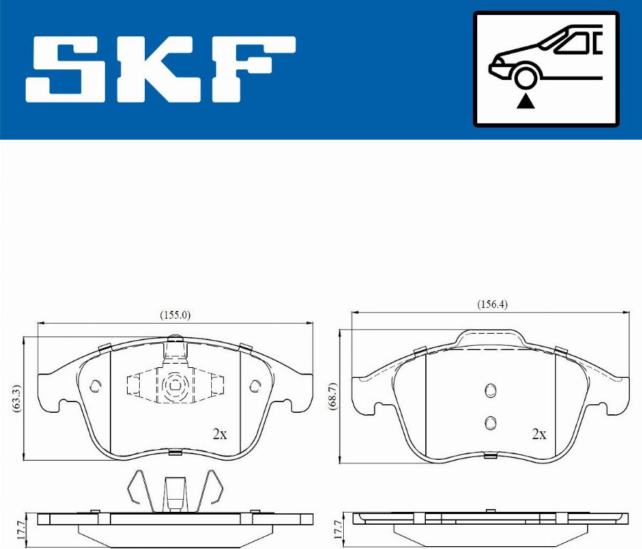 SKF VKBP 80063 - Гальмівні колодки, дискові гальма autozip.com.ua