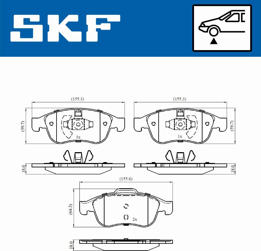 SKF VKBP 80015 - Гальмівні колодки, дискові гальма autozip.com.ua