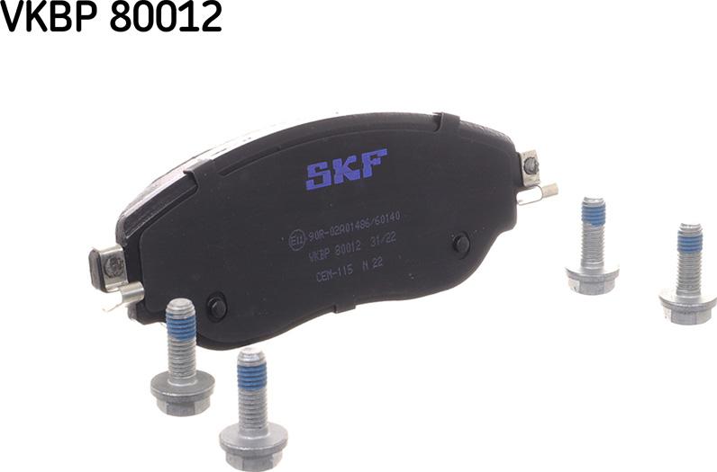 SKF VKBP 80012 - Гальмівні колодки, дискові гальма autozip.com.ua