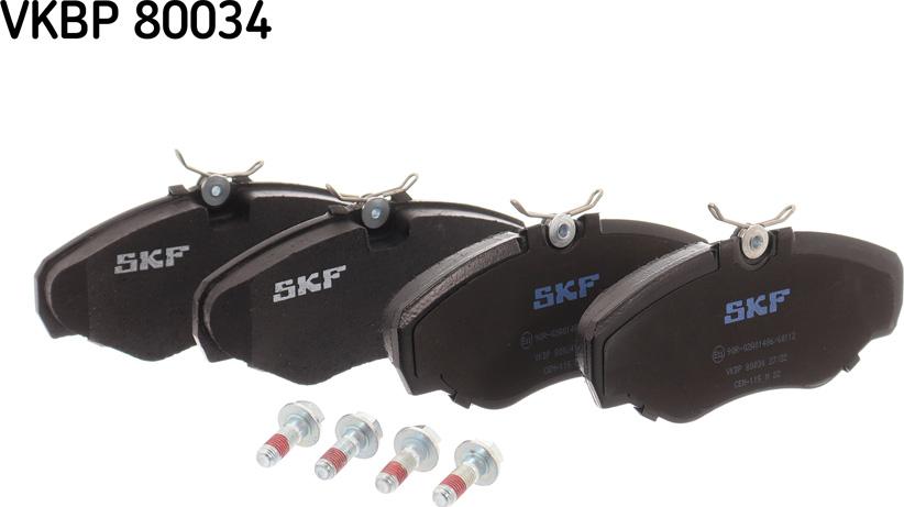 SKF VKBP 80034 - Гальмівні колодки, дискові гальма autozip.com.ua