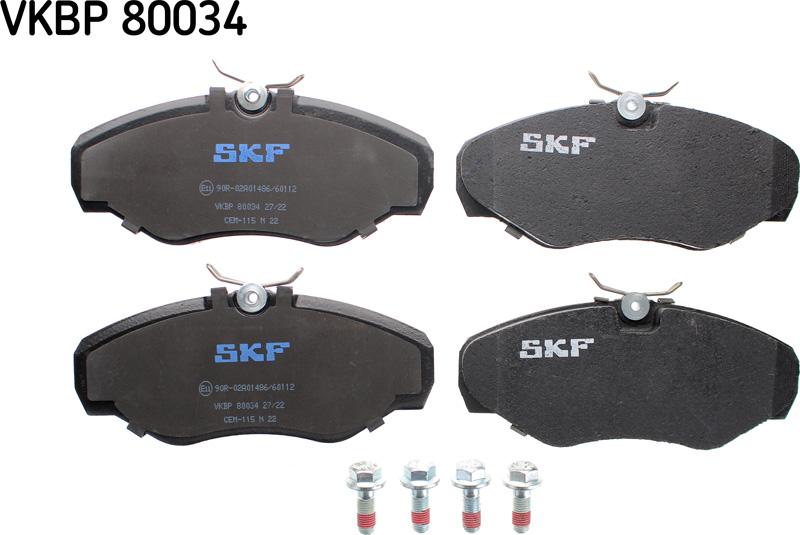 SKF VKBP 80034 - Гальмівні колодки, дискові гальма autozip.com.ua