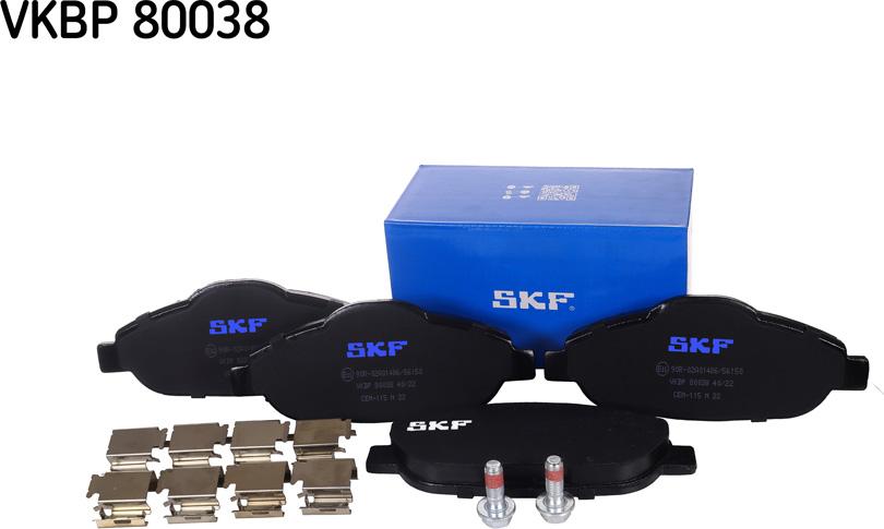 SKF VKBP 80038 - Гальмівні колодки, дискові гальма autozip.com.ua