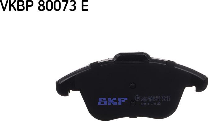 SKF VKBP 80073 E - Гальмівні колодки, дискові гальма autozip.com.ua