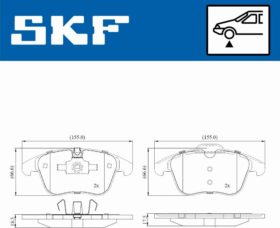 SKF VKBP 80155 E - Гальмівні колодки, дискові гальма autozip.com.ua