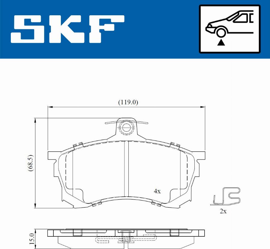 SKF VKBP 80872 A - Гальмівні колодки, дискові гальма autozip.com.ua