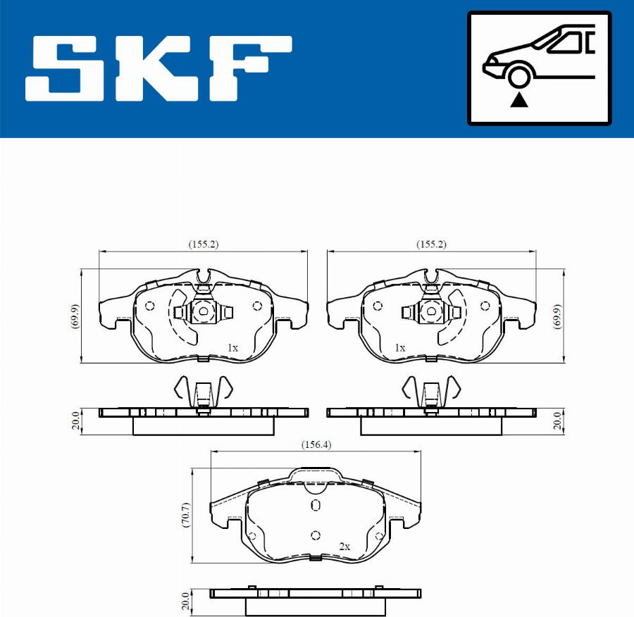 SKF VKBP 80345 - Гальмівні колодки, дискові гальма autozip.com.ua