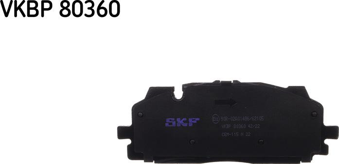 SKF VKBP 80360 - Гальмівні колодки, дискові гальма autozip.com.ua
