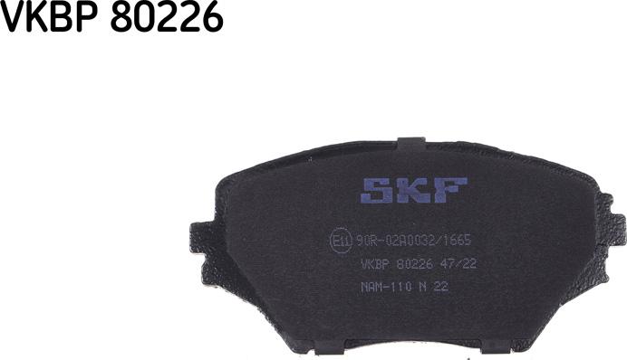SKF VKBP 80226 - Гальмівні колодки, дискові гальма autozip.com.ua