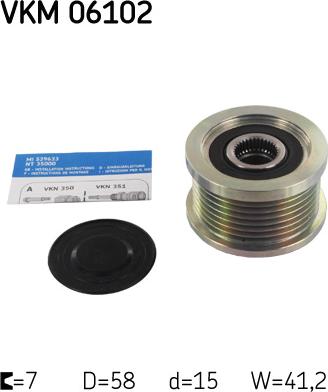 SKF VKM 06102 - Ремінний шків, генератор autozip.com.ua