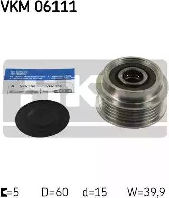 SKF VKM 06111 - Ремінний шків, генератор autozip.com.ua