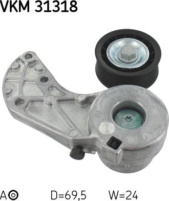 SKF VKM 31318 - Натягувач ременя, клинові зуб. autozip.com.ua