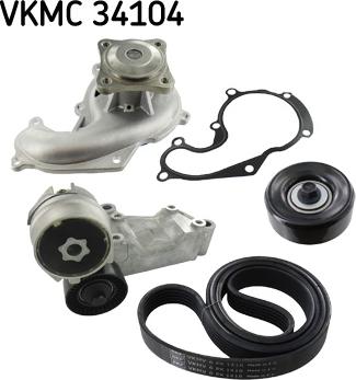 SKF VKMC 34104 - Водяний насос + комплект струмкових ременів autozip.com.ua