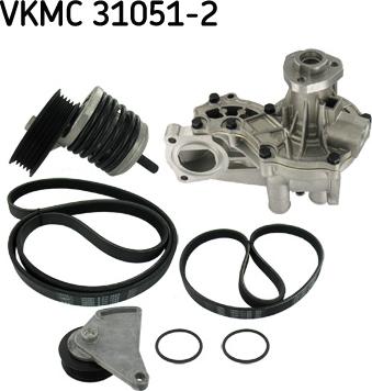 SKF VKMC 31051-2 - Водяний насос + комплект струмкових ременів autozip.com.ua