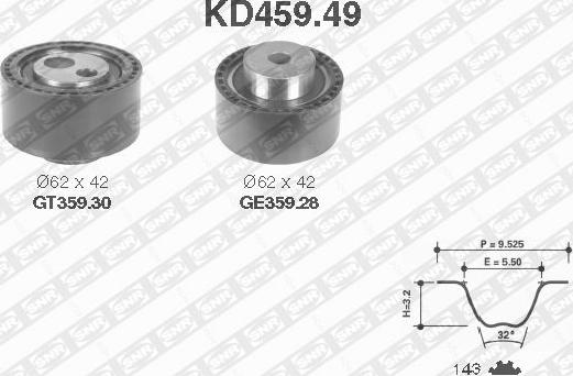 SNR KD459.49 - Комплект ременя ГРМ autozip.com.ua