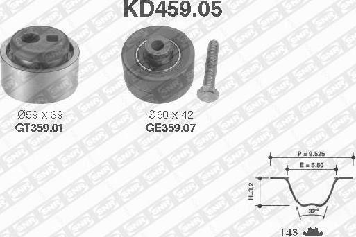 SNR KD459.05 - Комплект ременя ГРМ autozip.com.ua