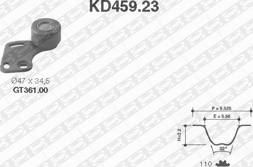 SNR KD459.23 - Комплект ременя ГРМ autozip.com.ua