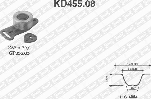 SNR KD455.08 - Комплект ременя ГРМ autozip.com.ua