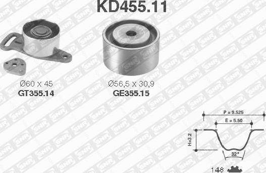 SNR KD455.11 - Комплект ременя ГРМ autozip.com.ua