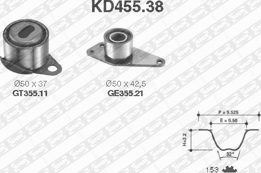 SNR KD455.38 - Комплект ременя ГРМ autozip.com.ua