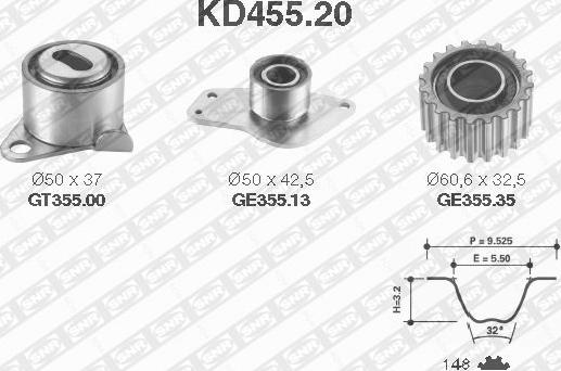 SNR KD455.20 - Комплект ременя ГРМ autozip.com.ua