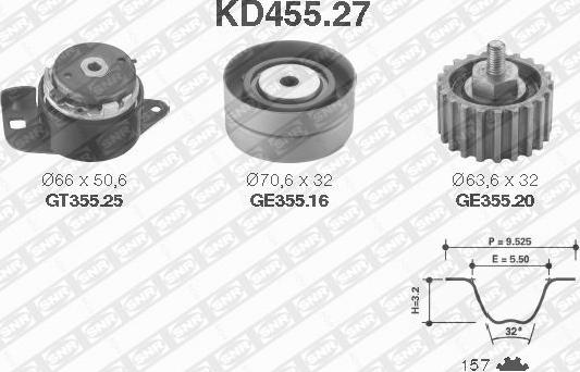 SNR KD455.27 - Комплект ременя ГРМ autozip.com.ua