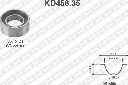 SNR KD458.35 - Комплект ременя ГРМ autozip.com.ua