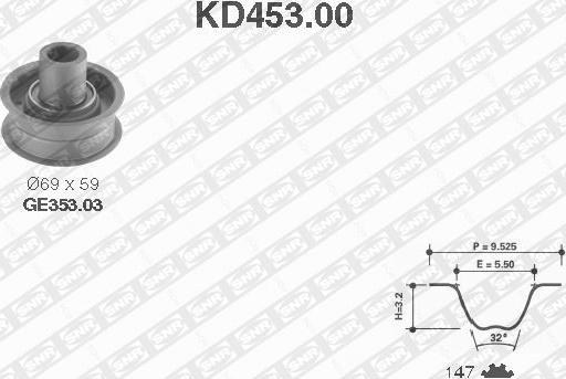 SNR KD453.00 - Комплект ременя ГРМ autozip.com.ua