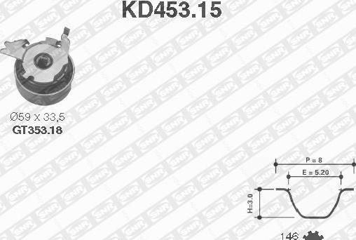 SNR KD453.15 - Комплект ременя ГРМ autozip.com.ua