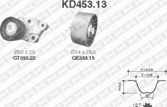 SNR KD453.13 - Комплект ременя ГРМ autozip.com.ua