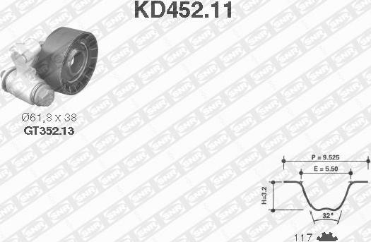 SNR KD452.11 - Комплект ременя ГРМ autozip.com.ua