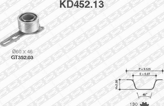 SNR KD452.13 - Комплект ременя ГРМ autozip.com.ua