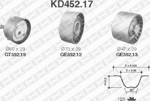 SNR KD452.17 - Комплект ременя ГРМ autozip.com.ua