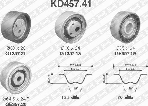 SNR KD457.41 - Комплект ременя ГРМ autozip.com.ua