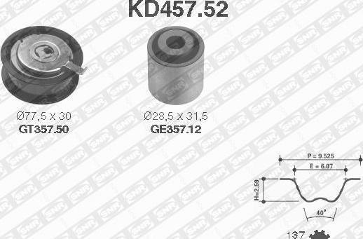 SNR KD457.52 - Комплект ременя ГРМ autozip.com.ua