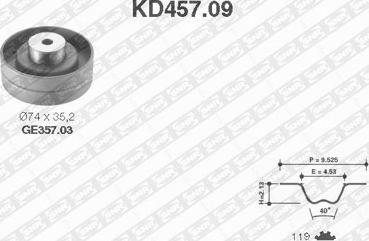 SNR KD457.09 - Комплект ременя ГРМ autozip.com.ua