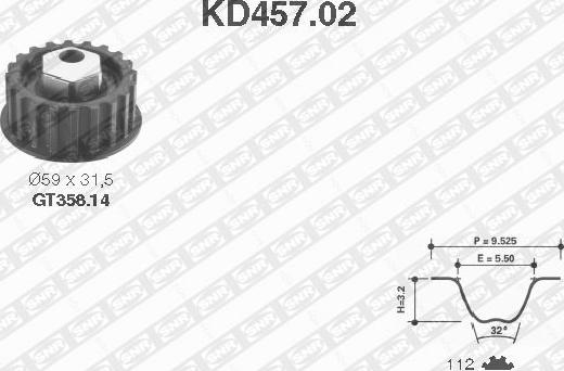 SNR KD457.02 - Комплект ременя ГРМ autozip.com.ua