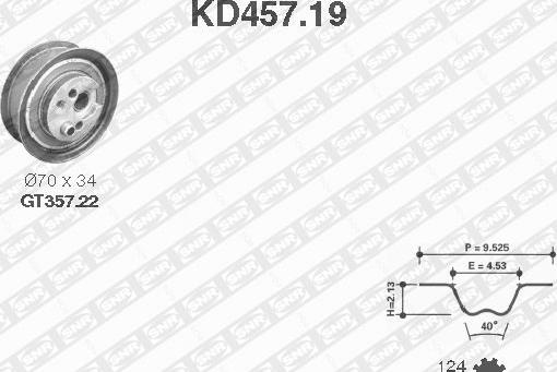 SNR KD457.19 - Комплект ременя ГРМ autozip.com.ua