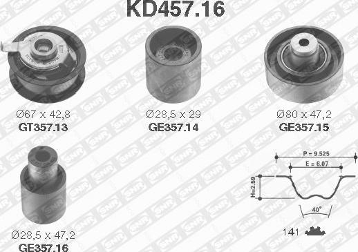 SNR KD457.16 - Комплект ременя ГРМ autozip.com.ua