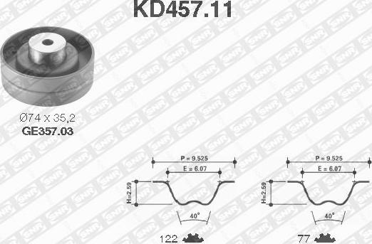 SNR KD457.11 - Комплект ременя ГРМ autozip.com.ua