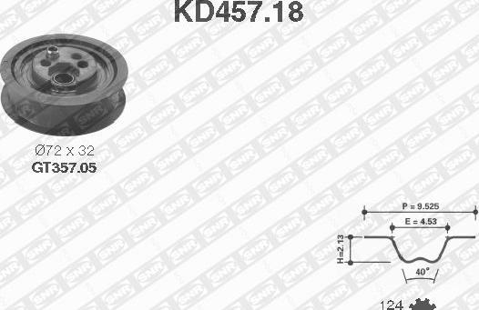 SNR KD457.18 - Комплект ременя ГРМ autozip.com.ua