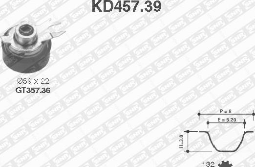 SNR KD457.39 - Комплект ременя ГРМ autozip.com.ua